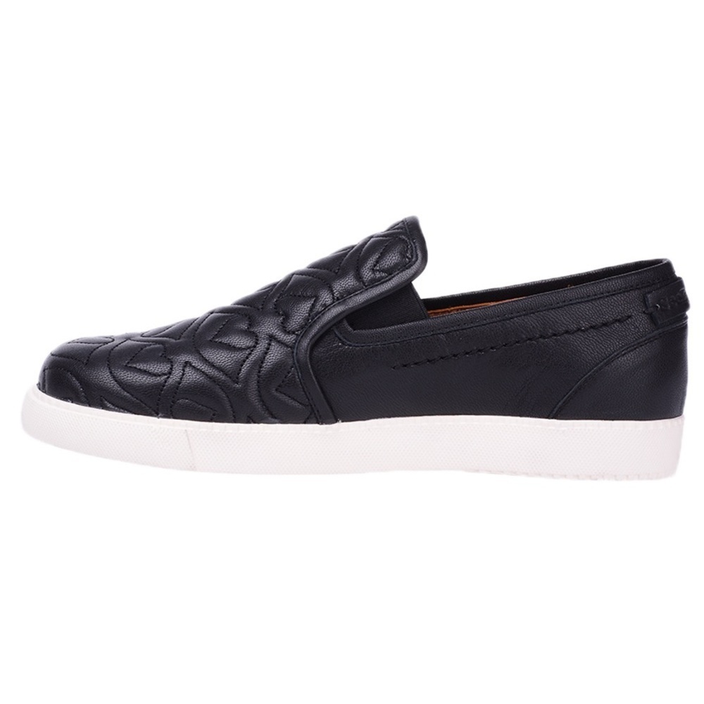 See By Chloe Black Nappa Leather Heart Flats Slip On Loafer Sneakers Size 8
